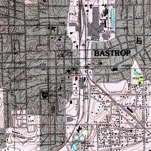 Topographic Map of Bastrop Police Department, LA