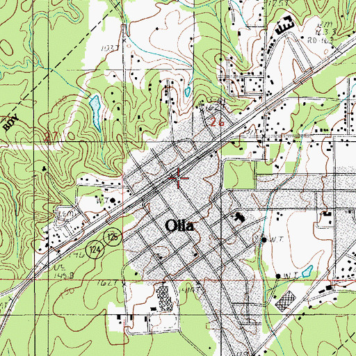 Topographic Map of Olla Police Department, LA
