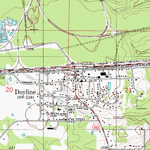Topographic Map of Doyline Police Department, LA