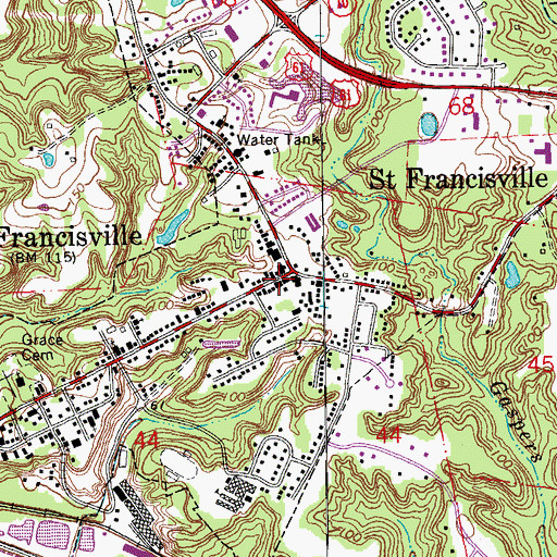 Topographic Map of Saint Francisville Police Department, LA