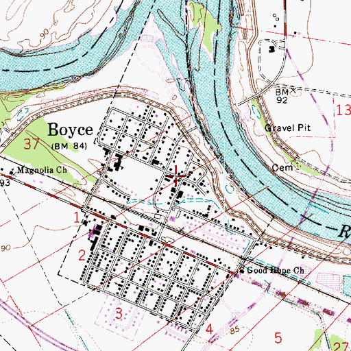 Topographic Map of Boyce Police Department, LA