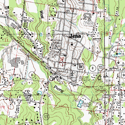 Topographic Map of Jena Police Department, LA