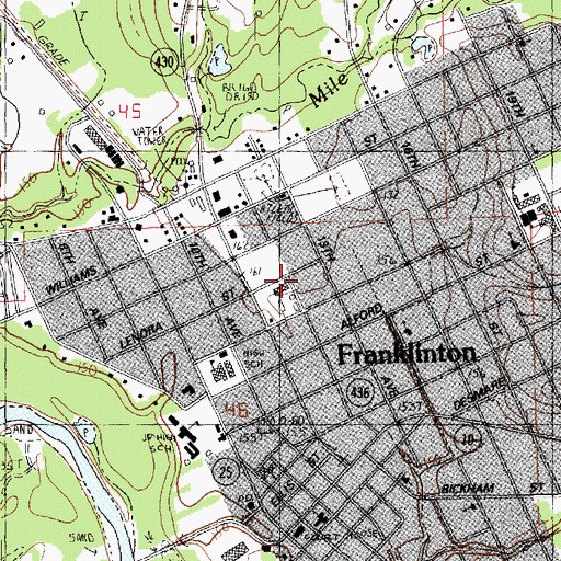 Topographic Map of Franklinton Police Department, LA