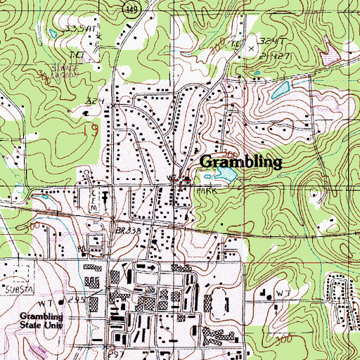 Topographic Map of Grambling Police Department, LA