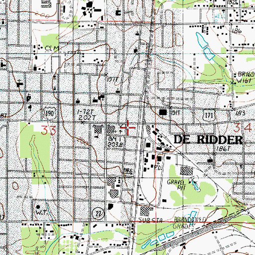 Topographic Map of Beauregard Parish Sheriff's Office, LA