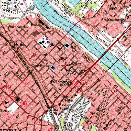Topographic Map of Alexandria City Marshal's Office, LA