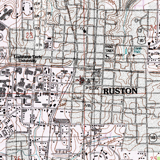 Topographic Map of Lincoln Parish Sheriff's Office, LA
