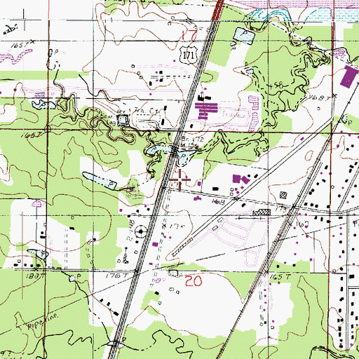 Topographic Map of Caddo Parish Sheriff's Office, LA