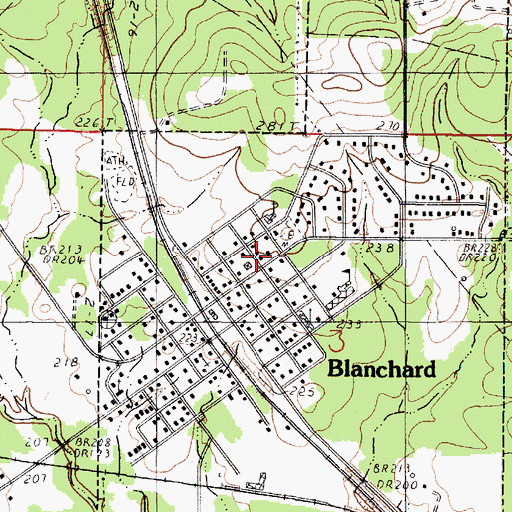 Topographic Map of Blanchard Police Department, LA