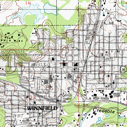 Topographic Map of Winn Parish Sheriff's Office, LA