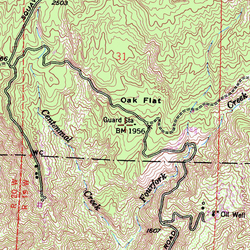 Topographic Map of Oak Flat Station, CA