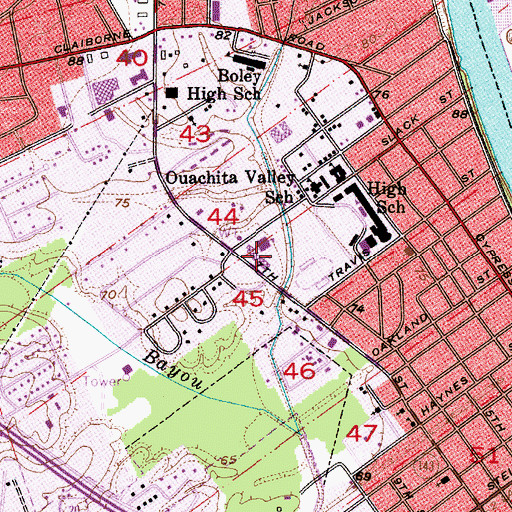 Topographic Map of West Monroe City Marshal, LA