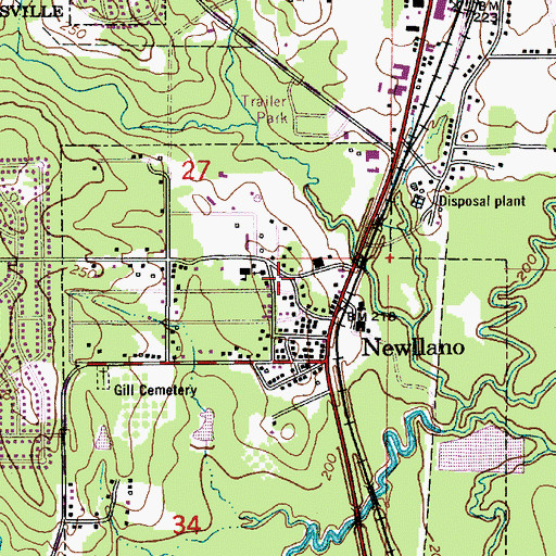 Topographic Map of New Llano Police Department, LA