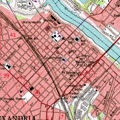 Topographic Map of Rapides Parish Sheriff's Office, LA