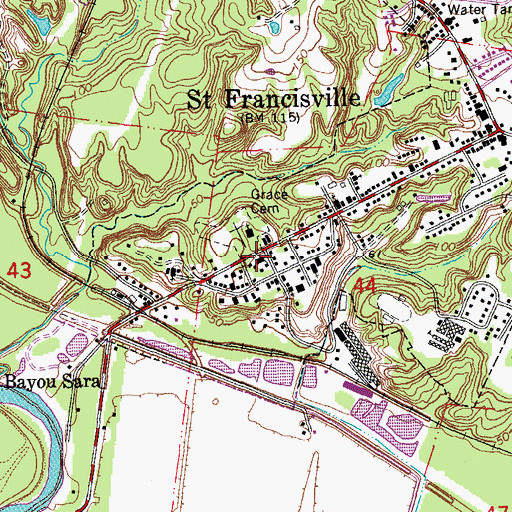 Topographic Map of West Feliciana Parish Sheriff's Office, LA