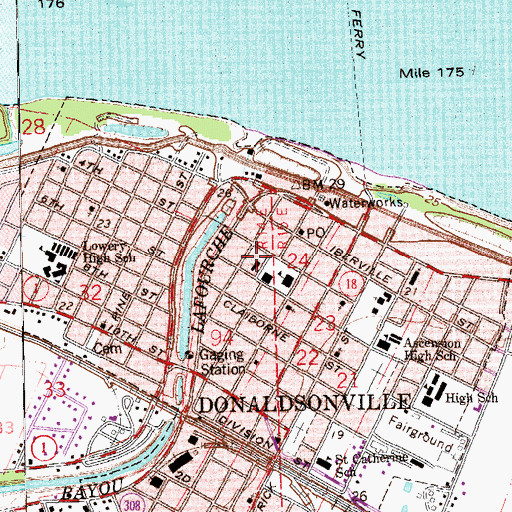 Topographic Map of Ascension Parish Sheriff's Office West Courthouse, LA