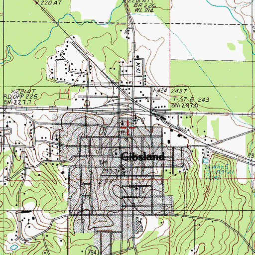 Topographic Map of Gibsland Police Department, LA
