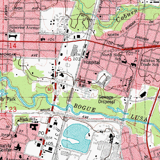 Topographic Map of Bogalusa Police Department, LA