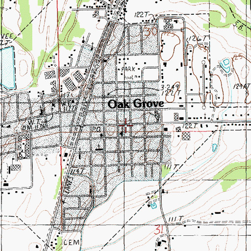 Topographic Map of Oak Grove Police Department, LA