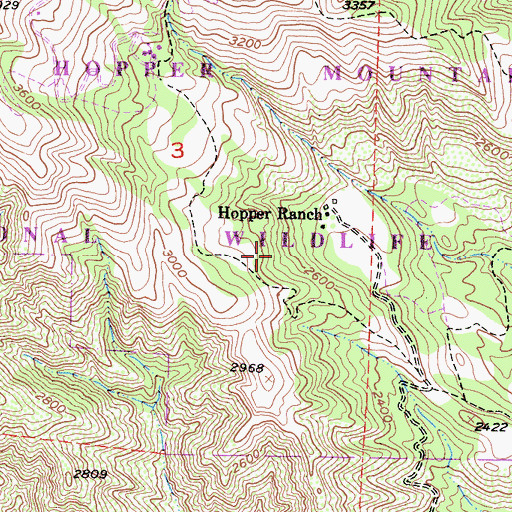 Topographic Map of Hopper Mountain National Wildlife Refuge, CA