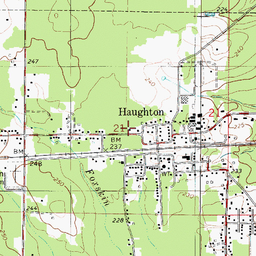 Topographic Map of Haughton Police Department, LA