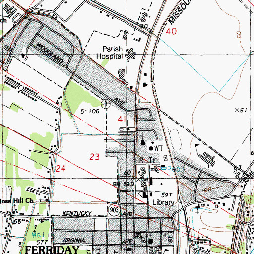 Topographic Map of Ferriday Police Department, LA