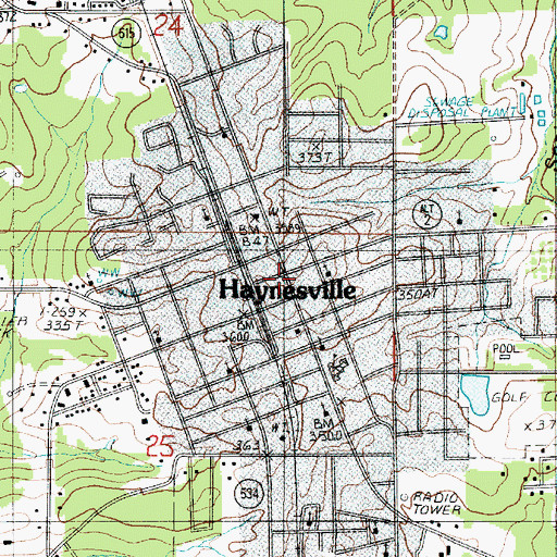 Topographic Map of Haynesville Police Department, LA