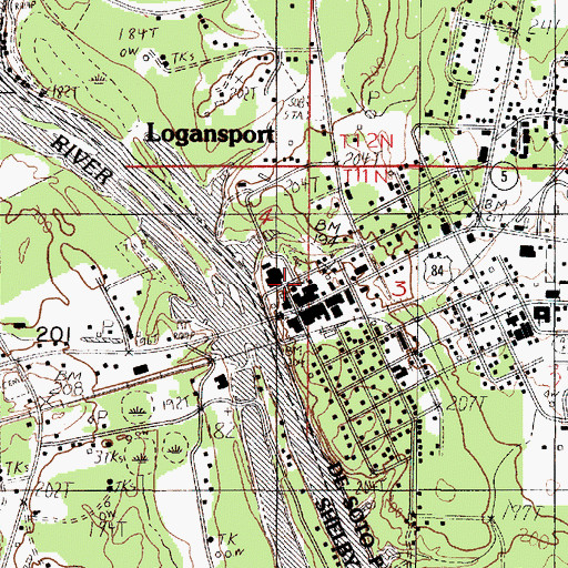 Topographic Map of Logansport Town Police Department, LA