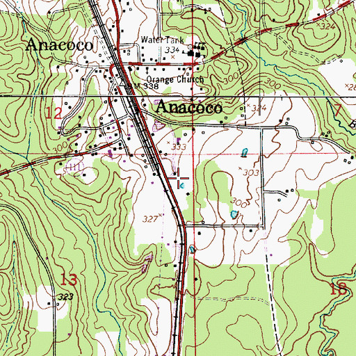 Topographic Map of Anacoco Police Department, LA