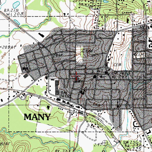 Topographic Map of Sabine Parish Sheriff's Office, LA