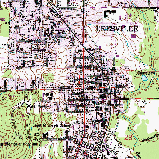 Topographic Map of Leesville Police Department, LA