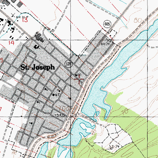 Topographic Map of Saint Joseph Police Department, LA