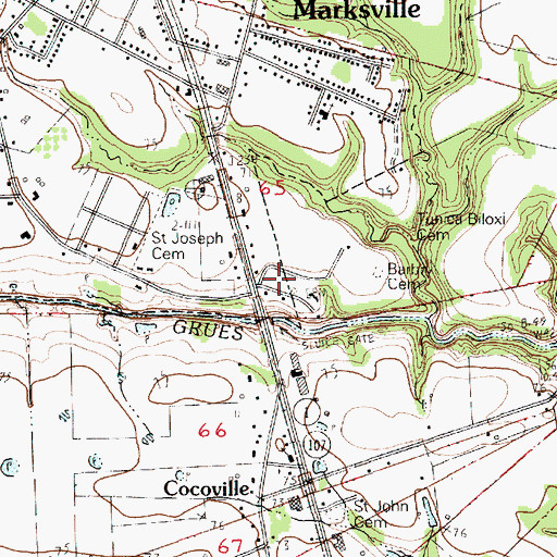 Topographic Map of Tunica Biloxi Tribal Police, LA