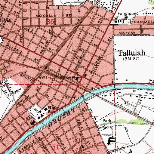 Topographic Map of Madison Parish Sheriff's Office, LA