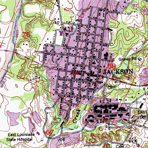 Topographic Map of Jackson Police Department, LA