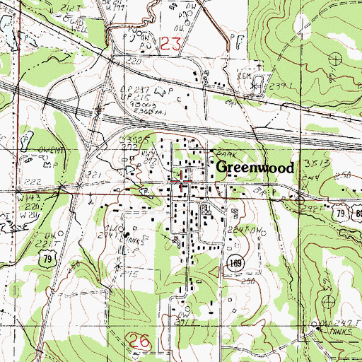 Topographic Map of Greenwood Police Department, LA