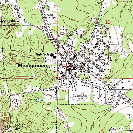 Topographic Map of Montgomery Police Department, LA