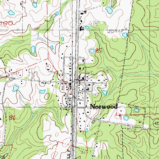 Topographic Map of Norwood Police Department, LA
