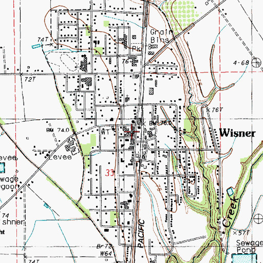 Topographic Map of Wisner Police Department, LA