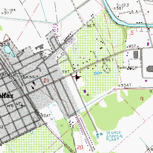 Topographic Map of Colfax Police Department, LA