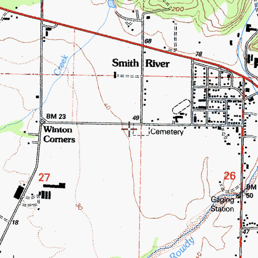 Topographic Map of Smith River Cemetery, CA