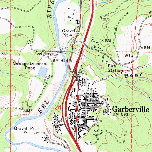 Topographic Map of Garberville Cemetery, CA