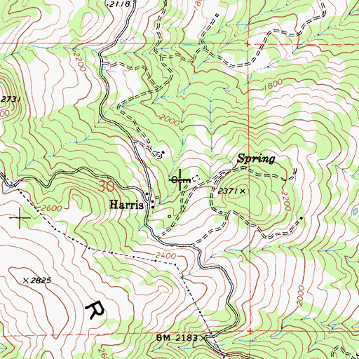 Topographic Map of Harris Cemetery, CA