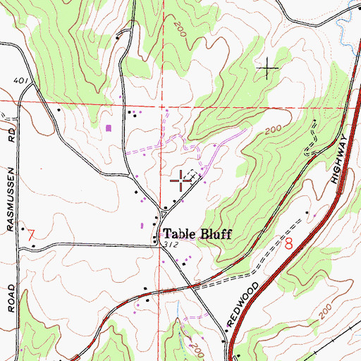 Topographic Map of Table Bluff Cemetery, CA