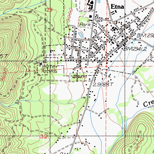 Topographic Map of Etna Cemetery, CA
