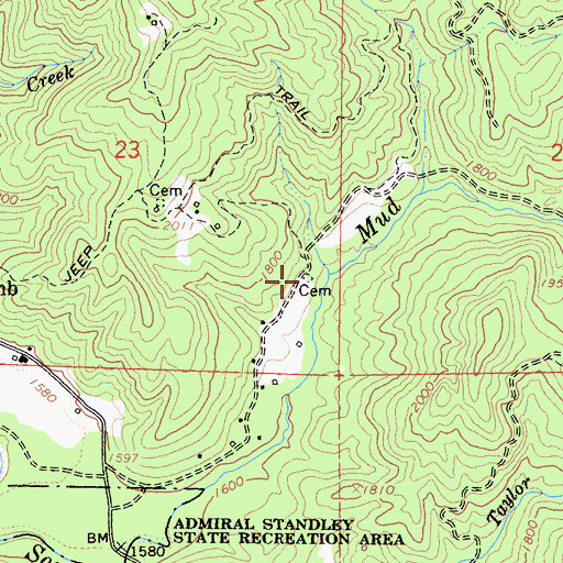 Topographic Map of Mud Creek Cemetery, CA