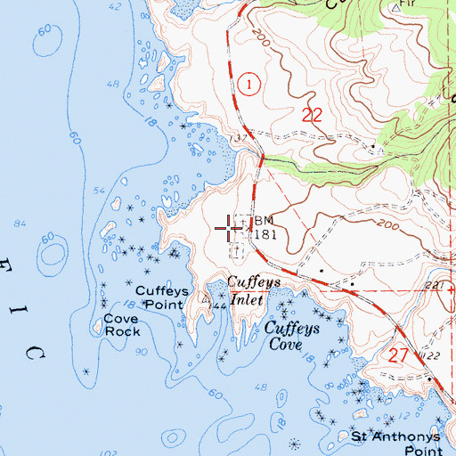Topographic Map of Druids Cemetery, CA