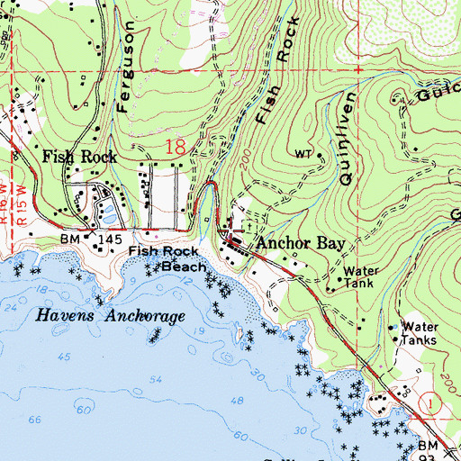 Topographic Map of Fish Rock Cemetery, CA