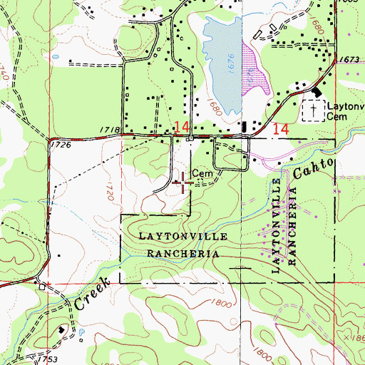 Topographic Map of Laytonville Rancheria Cemetery, CA