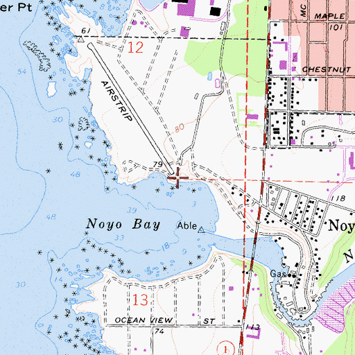 Topographic Map of Noyo River Cemetery, CA